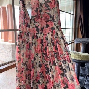 Astr Floral Maxi Dress in Pink and Black